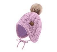 XIAOHAWANG Tricoté Hiver Chapeau pour Bébé Garçon Automne Enfant Bonnet de Fille Mignon Bébé Chapeaux avec Pompon(Violet,0 à 6 Mois