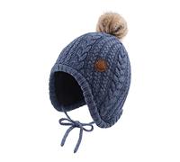 XIAOHAWANG Tricoté Hiver Chapeau pour Bébé Garçon Automne Enfant Bonnet de Fille Mignon Bébé Chapeaux avec Pompon(Jean Bleu,0 à 6 Mois