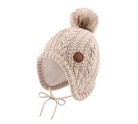 XIAOHAWANG Tricoté Hiver Chapeau pour Bébé Garçon Automne Enfant Bonnet de Fille Mignon Bébé Chapeaux avec Pompon(Beige,6 à 18 Mois
