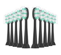 XIAOHEAD Lot de 10 têtes de brosse à dents de rechange pour AquaSonic Black Series pour Vibe Series Black Series Pro, et pour brosse à dents électrique Duo Series Pro, noir