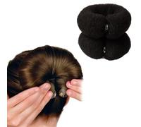 Xiaohui887 Lot de 2 anneaux magiques pour chignon - Accessoire de coiffure en forme de donut - Noir