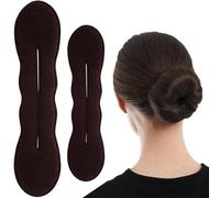 Xiaohui887 Lot de 2 bigoudis antidérapants pour chignon pour femme, accessoires de coiffure pour cheveux longs, fins, raides et ondulés (marron)