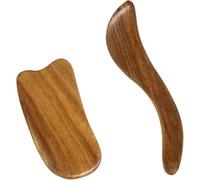 Xiaohui887 Lot de 2 planches à gratter en bois de santal Gua Sha - Outil de massage du visage et du corps - Soulage les tensions et réduit les poches