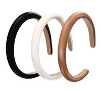 Xiaohui887 Lot de 3 bandeaux rembourrés en cuir de couleur unie pour femmes, accessoires de cheveux tendance pour filles et femmes