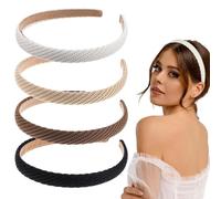 Xiaohui887 Lot de 4 bandeaux à cheveux confortables en tricot fin et tendance, antidérapants, de style bohème, de couleur unie, adaptés pour le maquillage quotidien, le yoga, les fêtes, les