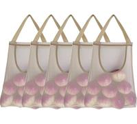 Xiaohui887 Lot de 5 sacs de rangement en maille à suspendre pour pommes de terre, oignons, ail - Long et grand sacs réutilisables pour cuisine et épicerie (ouverture sur le dessus, beige)