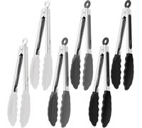 Xiaohui887 Pince en silicone 6 pièces, 7 pouces en acier inoxydable, résistante à la chaleur, antiadhésive, antidérapante, multicolore, pour grillades et cuisine