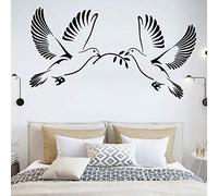 XIAOHUKK Colombe Sticker Mural Colombe de la Paix Décalque de Vinyle Couple Oiseau Chambre Décoration Romantique Intérieur Autocollant Créatif Tête de Lit Décoration