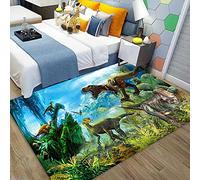 XIAOHUKK Tapis Enfant Dinosaure 3D, Tapis de Jeu Vert 13800 cm², Lavable, Antidérapant, Salle de Séjour, Cuisine