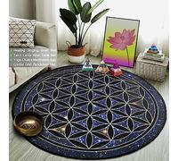 XIAOHUKK Nuit étoilée Fleur de vie Tapis rond Chambre Tapis doux couloir Tapis WC Tapis de salle de bain Tapis