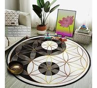XIAOHUKK Yin Yang Tai Chi Fleur de Vie Tapis Rond 3D pour Enfants Tapis de sol Famille Salon Chambre Tapis Décoration