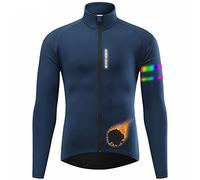 xiaoji Hommes Cyclisme Veste Imperméable,Coupe-Vent Thermique Polaire Vélo,Poches Cachées Des Deux Côtés,Trois Poches Arrière,Pratiques Pour Ranger Des Objets,Adaptées Au VTT,Etc blue,L