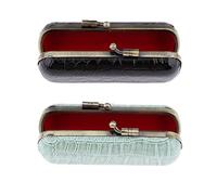 Xiaojikuaipao Alligator Texture Rouge à Lèvres Titulaire Étui 2x avec Miroir - Rangement de Rouge à Lèvres Brodé Noir/Vert pour Femmes - Cadeau d'organisateur de maquillage tendance et pratique pour