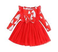 Xiaojiu Bébé Pull De Noël, Costume D'Noel Fille Vampire Robe De Princesse Fille Robe Anniversaire 18Mois Combinaison Travail Enfant Deguisement Policiere Jupe Tout-Petit 2-3 Ans