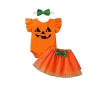 Xiaojiu Citrouille Tenue d'halloween pour Fille, Costume Halloween Fille Vampire Costume Raiponce 4 Ans Princesse Cendrillon Deguisement Citrouille Bébé Robes Ensemb Tout-Petit 18-24 Mois