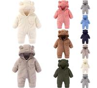 Xiaojiu Combinaison Bebe, Combinaison En Polaire Pour Bébé De 0 À 3 Mois - Noël - De Neige Pour Nouveau-Né Manteau Chaud Vêtement Noël Bébé(Brun,6-9 mois)