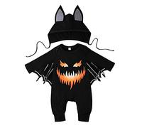 Xiaojiu Costume Halloween Bébé Garçon Fille, Chauve Souris Bébé Deguisement Halloween Sorciere Fille Deguisement Fluo Filles à Tricoter Pyjama Bebe 6 Mois Hiver Ensemble Garco Nourrisson, 9-12 mois