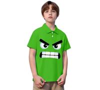 Xiaojiu Enfant À Boutons Col Classique pour Garçons Et Adolescents T-Shirt Décontracté D'Été avec Style Gentleman pour Toutes Occasions Vert 7-8 Ans