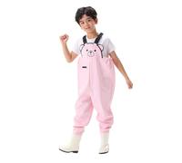 Xiaojiu Enfant Combinaison de pêche imperméable pour garçons avec bottes intégrées vêtement technique pour activités extérieures et chasse(Rose, 3-4 ans)