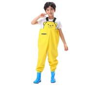 Xiaojiu Enfant Combinaison de pêche imperméable pour garçons avec bottes intégrées vêtement technique pour activités extérieures et chasse(Jaune, 14-15 ans)