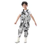 Xiaojiu Enfant Combinaison de pêche imperméable pour garçons avec bottes intégrées vêtement technique pour la chasse et activités de plein air(Multicolore, 11-12 ans)