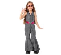Xiaojiu Enfant Combinaison pour filles festif de et tenue de danse disco pour spectacles scéniques enfants(Noir, 9-11 ans)