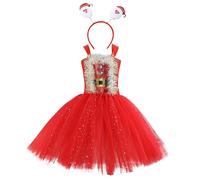 Xiaojiu Enfant Deguisement Noël, Tenue Anniversaire Fille 1 an Robe Princesse Bebe Rouge Robe Anniversaire 11 Ans Pyjama Squelette Enfant Jupe Rose Tutu Danse Classique FI Tout-Petit 2-3 Ans
