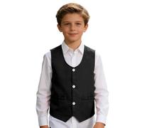 Xiaojiu Enfant Gilet De Cérémonie Élégant pour Garçons Et Adolescents Tenue Formelle pour Discours Récital Et Événements Spéciaux comme Les Mariages Noir 5-6 Ans