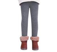 Xiaojiu Enfant Leggings Polaire Doublés pour Filles Pantalons d'hiver Confortables Épais Et Élastiques en Coton Chaud Gris 10-11 Ans
