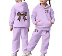 Xiaojiu Enfant Sweat À Capuche Et Pantalon À Manches Longues pour Enfant - Ensemble Décontracté Tendance pour Filles Et Garçons Chaussettes Style Confort Thermique Violet 8-9 Ans