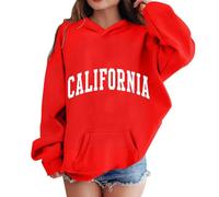 Xiaojiu Enfant Sweat à Capuche Manches Longues pour Filles garçons Doux Graphique Enfant Pulls Mignons vêtements Filles garçonne Confortable Unisexe Coton Mode décontracté(Rouge, 9-10 Ans)