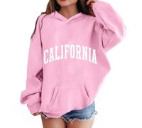 Xiaojiu Enfant Sweat à Capuche Manches Longues pour Filles garçons Doux Graphique Enfant Pulls Mignons vêtements Filles garçonne Confortable Unisexe Coton Mode décontracté(Rose, 5-6 Ans)