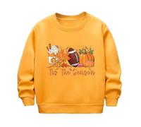 Xiaojiu Enfant Sweat À Capuche Polaire pour Enfants Imprimé Citrouille Halloween Manches Longues Confortable Vêtement Chaud Automne Hiver Fille Garçon Jaune 3-4 Ans