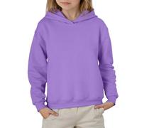 Xiaojiu Enfant Sweat-Shirt à Capuche à Manches Longues et Couleur Unie pour Filles, Haut décontracté et Confortable en Polaire pour Enfants préadolescents(Violet, 8-9 Ans)