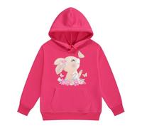 Xiaojiu Enfant Sweat-Shirt À Capuche Fille avec Impression Lapin Mignon Vêtement Chaud Décontracté pour Activités Extérieures en Automne Et Hiver Rose 4-5 Ans