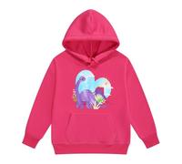 Xiaojiu Enfant Sweat-Shirt À Capuche pour Fille avec Impression Dinosaure Vêtement Décontracté Chaud Et Doux pour Activités Extérieures Hivernales Et Jeux Confortables Rose 3-4 Ans