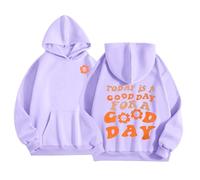 Xiaojiu Enfant Sweats À Capuche Et Sweats pour Filles - Pulls d'hiver Chaleureux Imprimés avec Manches Longues Et Poche Tenue Décontractée Douce Adaptée À L'Âge 2- Ans Violet 4-5 Ans