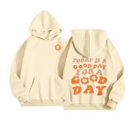 Xiaojiu Enfant Sweats À Capuche Et Sweats pour Filles - Pulls d'hiver Chaleureux Imprimés avec Manches Longues Et Poche Tenue Décontractée Douce Adaptée À L'Âge 2- Ans Beige 5-6 Ans