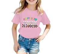 Xiaojiu Enfant T-Shirt À Manches Longues pour Filles avec Motif Lapin De Pâques Doux Et Décontracté Portion Festive Et Adorable Design Idéal pour Les Activités Quotidiennes École Rose 4-5 Ans