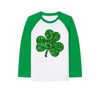 Xiaojiu Enfant T-Shirt Garçon À Manches Longues Style Raglan Confortable avec Motif Saint- pour Enfants Idéal Les Jours Vert 5-6 Ans
