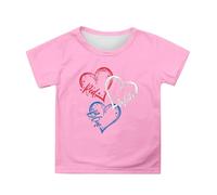 Xiaojiu Enfant Tee Décontracté pour Filles Imprimé À Manches Courtes Col Rond Confortable Et Polyvalent pour Le Quotidien Design Léger Et Tendance Rose 8-9 Ans