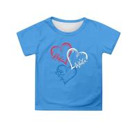 Xiaojiu Enfant Tee Décontracté pour Filles Imprimé À Manches Courtes Col Rond Confortable Et Polyvalent pour Le Quotidien Design Léger Et Tendance Bleu 6-7 Ans