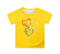 Xiaojiu Enfant Tee Décontracté pour Filles Imprimé À Manches Courtes Col Rond Confortable Et Polyvalent pour Le Quotidien Design Léger Et Tendance Jaune 3-4 Ans
