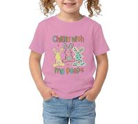 Xiaojiu Enfant Tee-Shirt À Manches Courtes pour Filles Motif Lapin De Pâques Style Décontracté Estival Col Rond Doux Idéal pour Le Quotidien Et Les Activités Scolaires Rose 10-11 Ans
