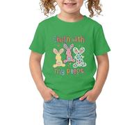 Xiaojiu Enfant Tee-Shirt À Manches Courtes pour Filles Motif Lapin De Pâques Style Décontracté Estival Col Rond Doux Idéal pour Le Quotidien Et Les Activités Scolaires Vert 13-14 Ans