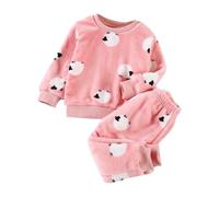 Xiaojiu Enfant Vêtements Confortables En Flanelle Pour Filles Et Garçons Ensemble Hiver Chaud Avec Manches Longues Et Pantalons En Peluche Douce Style Après-Ski Prêt-À- Rose 6-7 Ans
