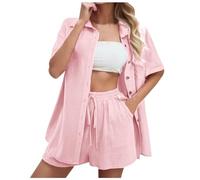 Xiaojiu Ensemble Lounge Femme Chill Short Musulmane Product Classification Women'S Shorts Suit | Product Title Décontracté Pour Femmes Avec Chemise Ample Et Haute Rose # 2 L
