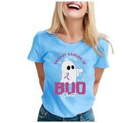 Xiaojiu Femme Ruban Rose Cancer du Sein Octobre Rose T-Shirt avec Col en V, Chemise Femme Chic Chemise Double Gaze Tee Shirt Couple Tunique Grande Taille Haut S