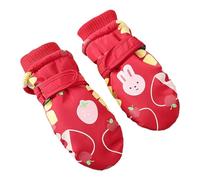 Xiaojiu Gants de Ski Enfants, Moufles de Ski Fille Garçon Gants Chaud Hiver Moufles Coupe-Vent Respirant Snowboard pour Vélo Équitation Patinage Garçons Filles 2-6 Ans Red