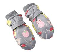 Xiaojiu Gants de Ski Enfants, Moufles de Ski Fille Garçon Gants Chaud Hiver Moufles Coupe-Vent Respirant Snowboard pour Vélo Équitation Patinage Garçons Filles 2-6 Ans Grey